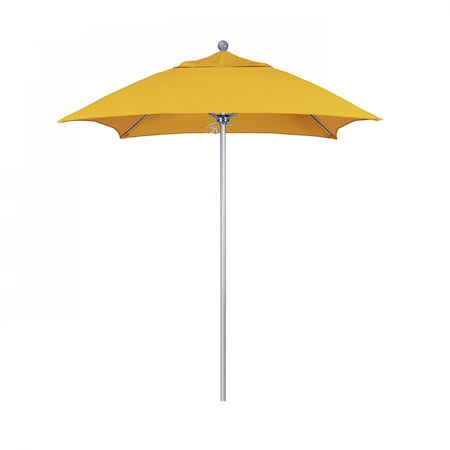 California Umbrella 6' Silver Aluminum Market Patio Umbrella, Sunbrella Sunflower Yellow 194061333990
